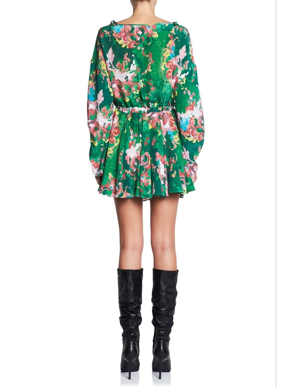 Manning Cartell Flower Show Mini Dress Green Silk Lace Slouchy Size 0 Cocktail - Picture 3 of 13